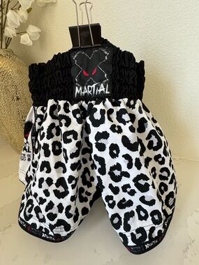 Muay Thai/Boxing/MMA XMartial Leopard Print Muay Thai Shorts - Black & White 32M